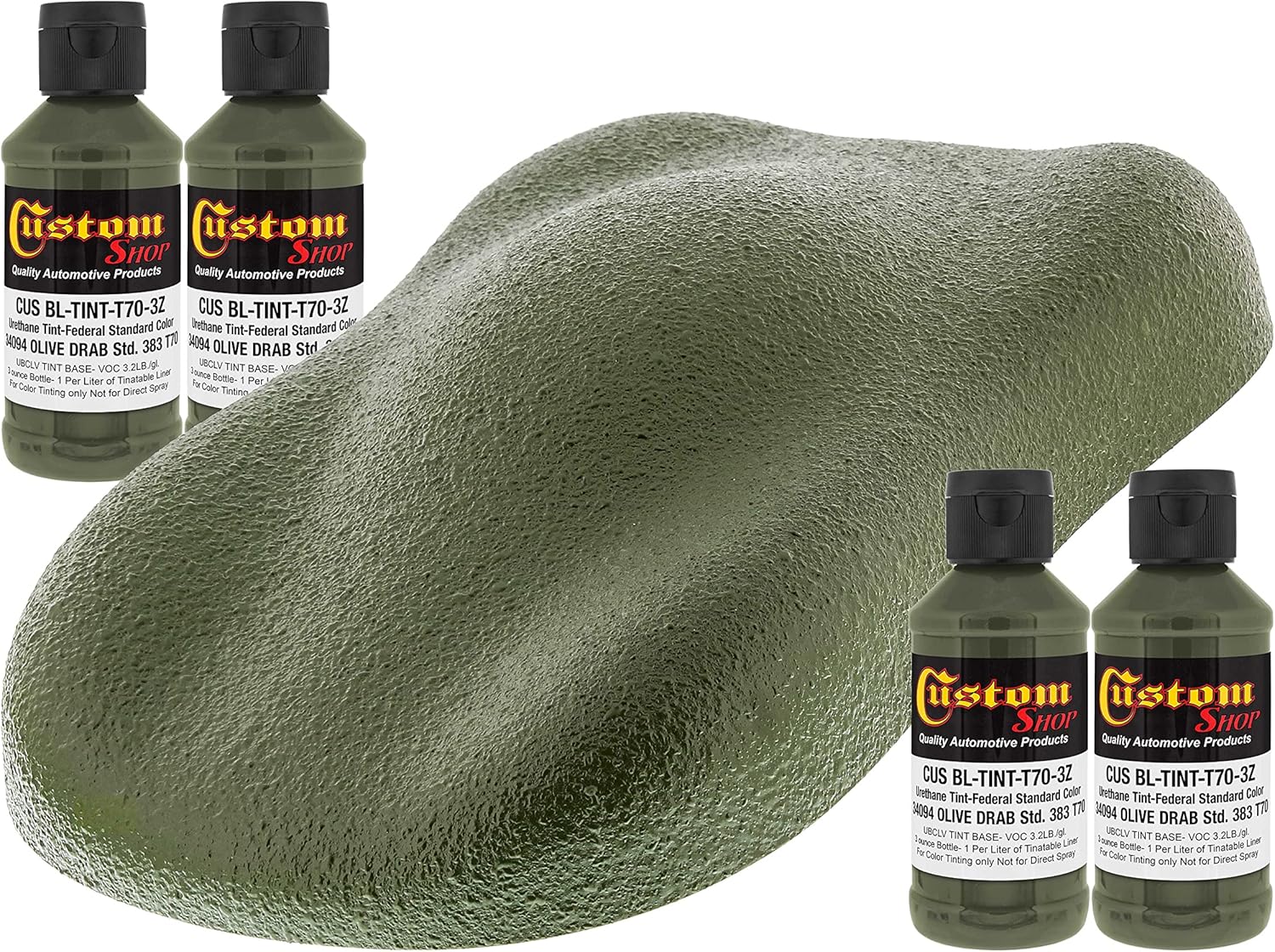 Custom Coat Camouflage Series 3 Ounce (Olive Drab Federal Standard Color #34094) - Pack of 4 - Urethane Tint Concentrate for Tinting Truck Bed Liner Coatings - Epoxy Resin