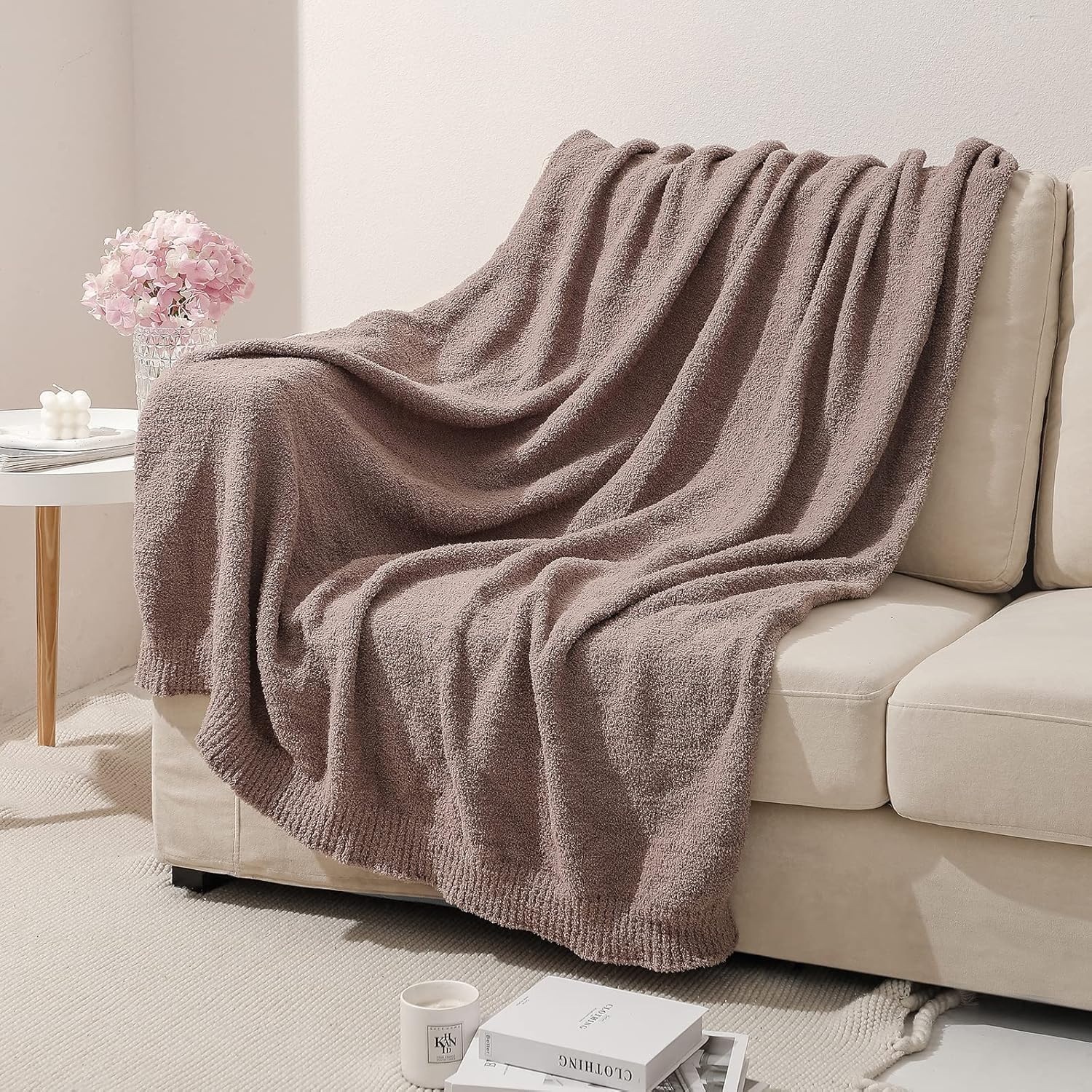 bearberry Super Soft Fluffy Throw Blanket Lightweight Cozy Warm Throw Blankets for Couch Bed Sofa All Season (Rose Taupe, 50”x60”) - Image 5