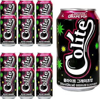 COLITE Cola Zero Sugar Soda - Zero Calorie Sparkling Carbonated Soft Drink Healthy Soda Alternative Party Beverage - 4 Flavor (12 Fl. oz - Pack of 12, Grapepop)
