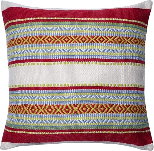 Loloi Loloi-DSETP0213REMLPIL3-RojoMulti Decoración Acento Almohada 100% Poliéster Funda y Relleno de Down 22" x 22", 22" x 22", RojoMulticolor