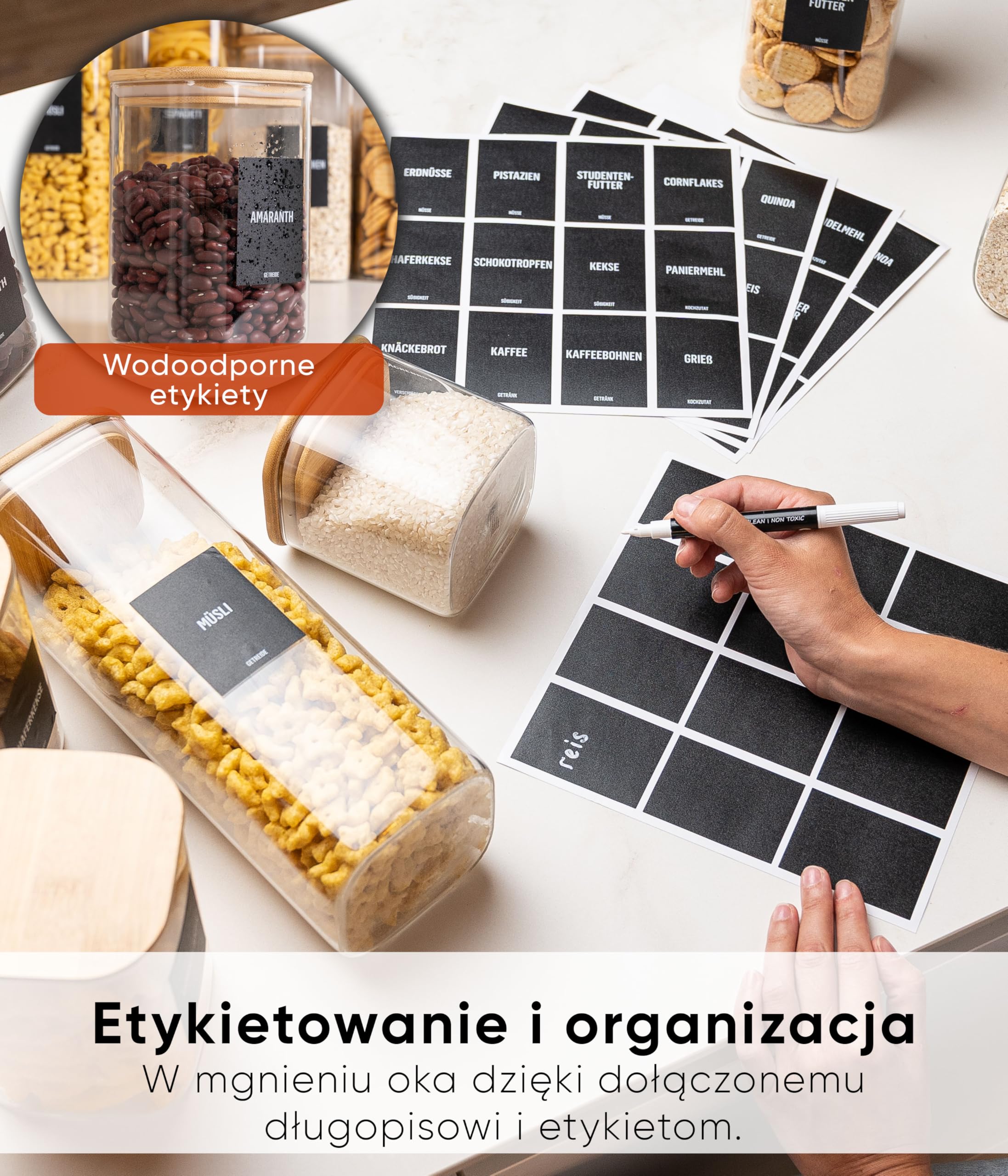 Deco haus® Słoiki do przechowywania z pokrywką, zestaw 12 sztuk, szklane pojemniki na zapasy, do przechowywania kuchni, słoikói, pojemnik szklany z pokrywką, szklany pojemnik