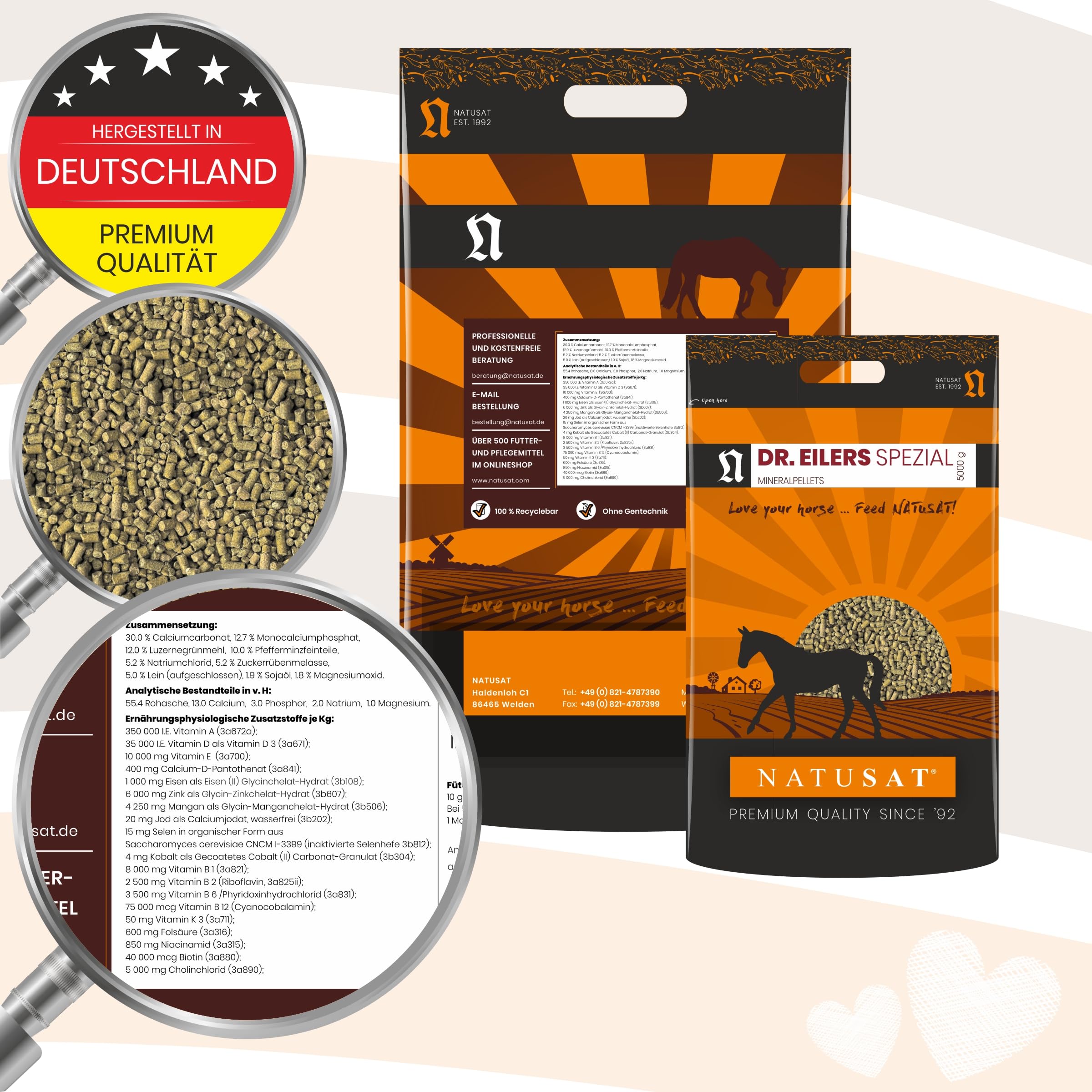 NATUSAT Dr. Eilers Spezial Pellets - Alimento mineral para caballos (5 kg) | Complejo único de vitamina B