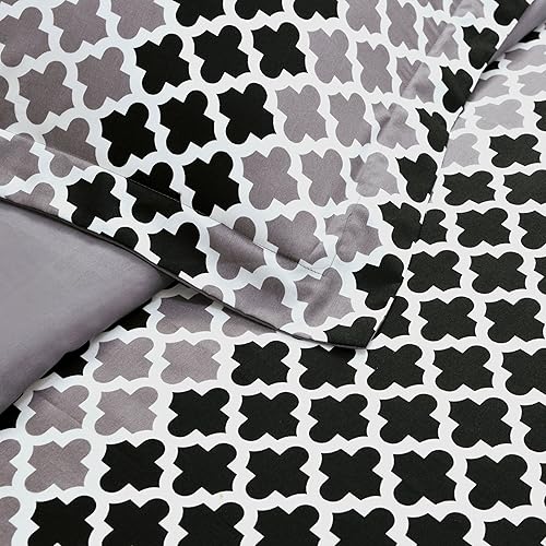 Miniatura 4 de SUPERIOR Sutton - Juego de funda de edredón, tamaño matrimonialqueen, negrogris