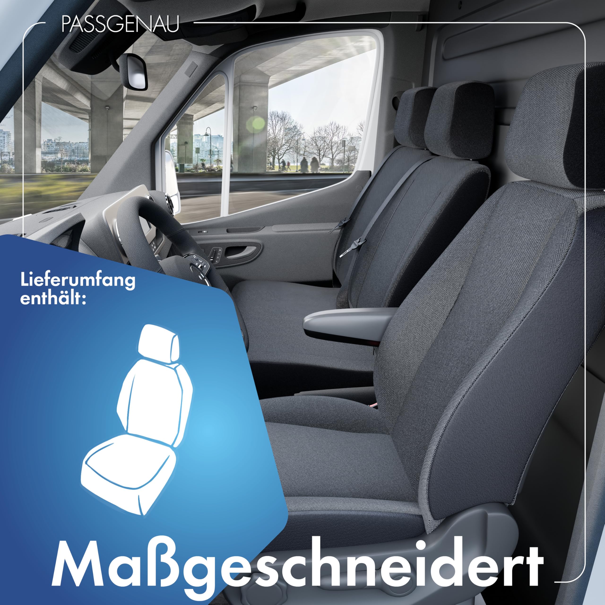 Walser Transporter pokrowce na siedzenia samochodowe, kompatybilne z VW T5, pojedyncze siedzenie przednie, pokrowce na siedzenia samochodowe z materiału, ochraniacz na siedzenia samochodowe, zestaw do