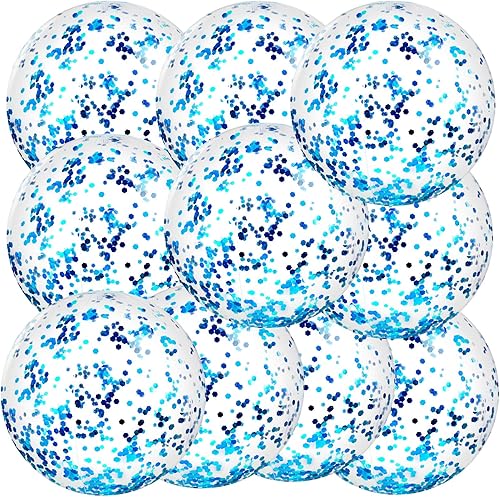Miniatura 14 de Civaner 10 bolas inflables de playa con purpurina de 16 pulgadas, bolas de piscina grandes con confeti brillante, globos inflables transparentes, Oro