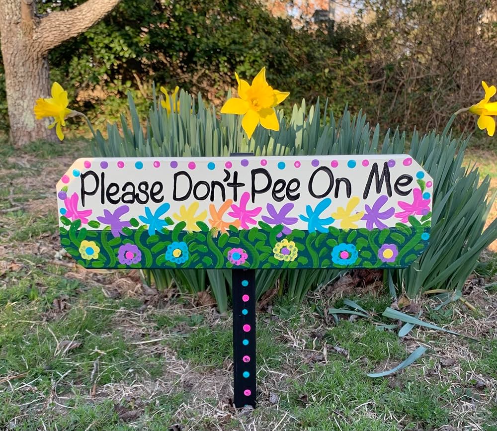 Buy Small Discreet Please Do Not Let Your Dog Pee On The Plants And 1ft Steel Post Mounted To Place In Your Lawn Or Garden