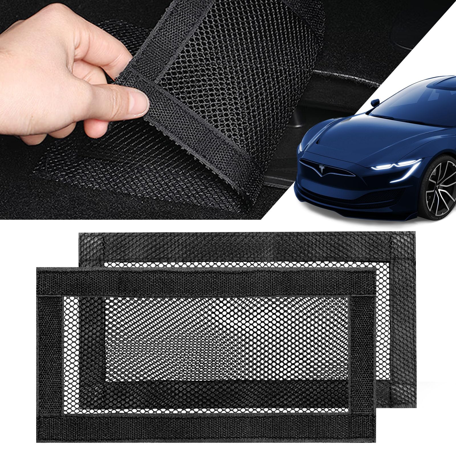 Backseat Air Vent Cover for Tesla Model 3 & Model Y, 2-Pack Rear Seat Air Condition Outlet Protector with Upgraded Mesh Cloth and Velcro, Car Air Vent Accessories for Tesla Model Y / 3