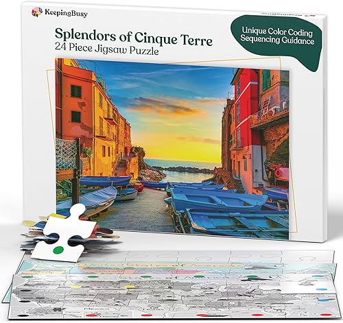 Miniatura 1 de Keeping Busy Rompecabezas de demencia para personas mayores - Cinque Terre - Rompecabezas de 24 piezas para personas mayores con demencia codificado