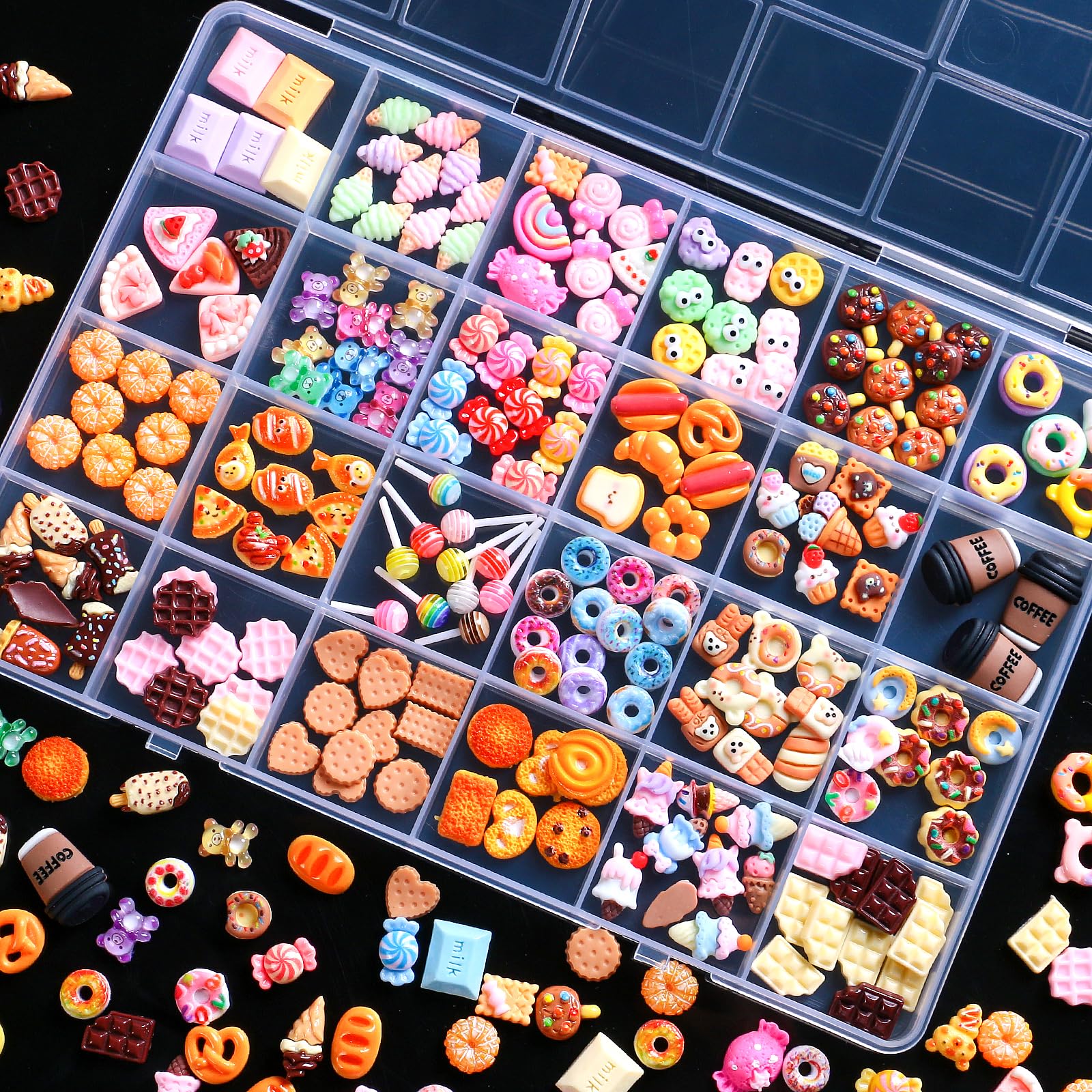 3D Mix Assorted Color Nail Charms Acrylic Multi Cute Nail Art Charms Hollow Candy Jewelry Nail Supplies for Nail Art Design DIY Crafts Accessories (-