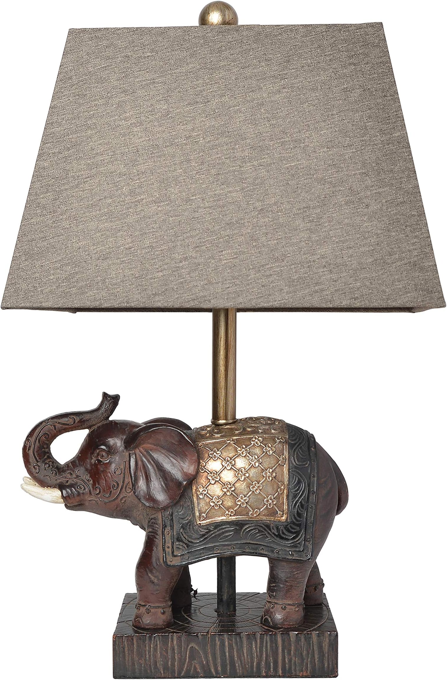 Elegant Designs LT3305-BWN Festive Elephant Table Lamp, Brown