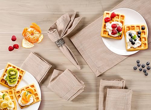 Miniatura 8 de Juego de 6 servilletas de tela texturizada de algodón (20 x 20 pulgadas, lino) 100% algodón de uso diario, servilletas de tela de gran tamaño con