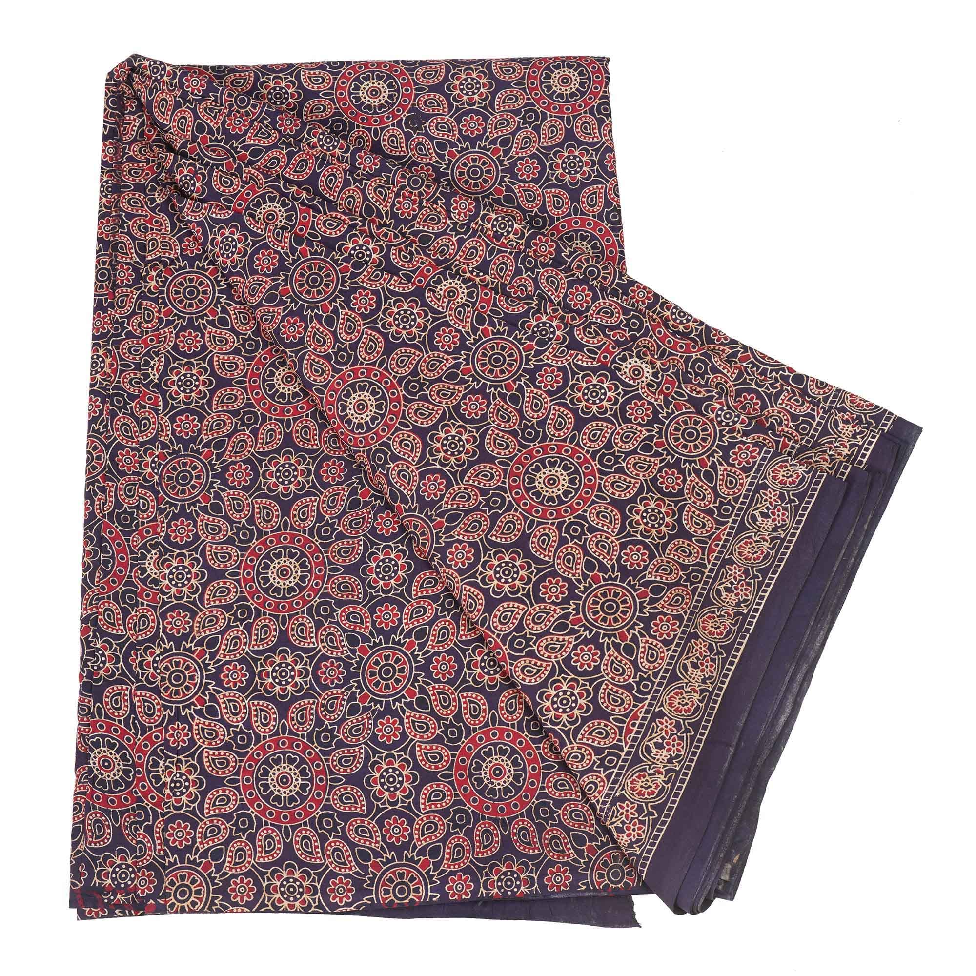 Women's Ajrakh Hand Block Print Pure Cotton Salwar Suit Material for Kurta, Suit, Palazzo Pants(SPFAB006)-image-22
