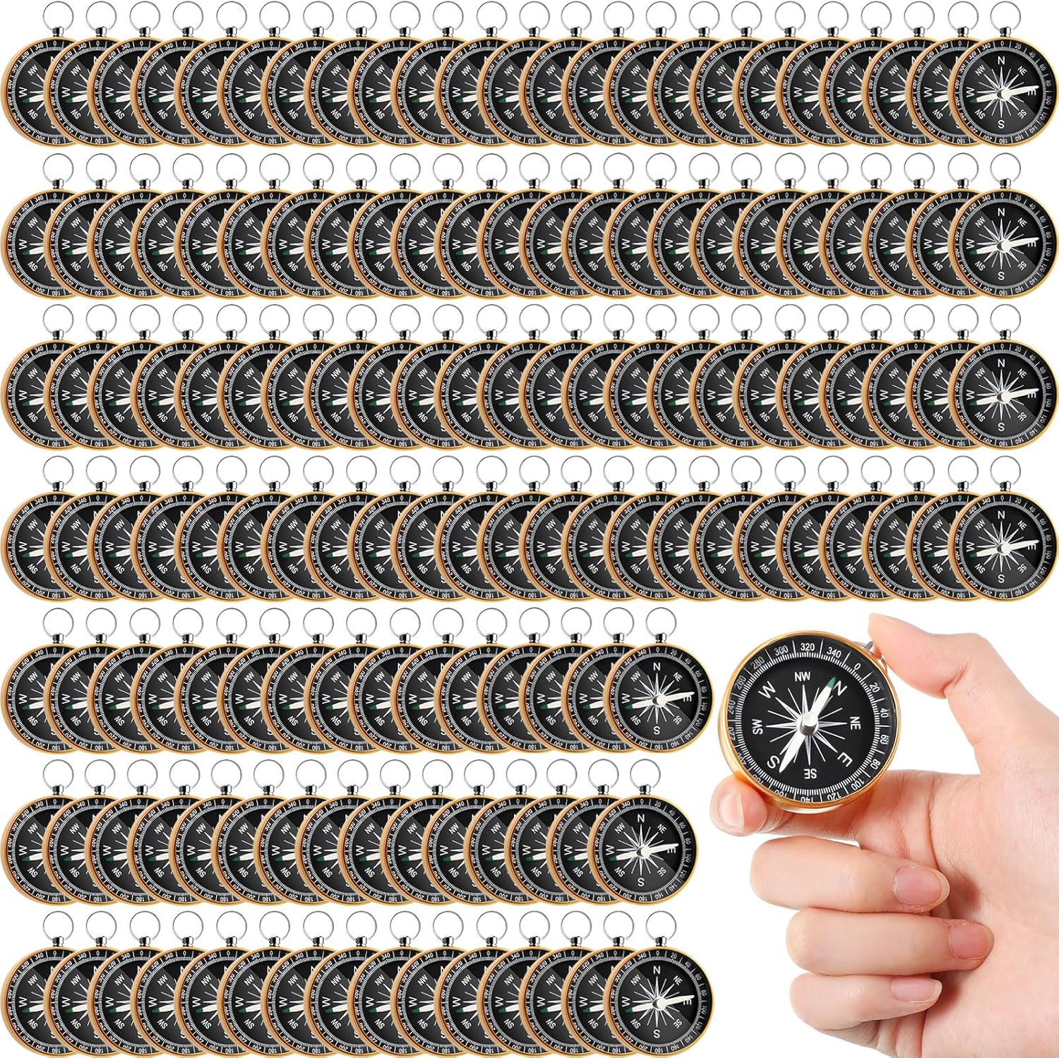 Huquary Compass Wedding Favors for Guests, Compass Souvenir Gift for Travel Themed Party Decorations Nautical Christmas Ornaments(Classic, 150 Pcs)