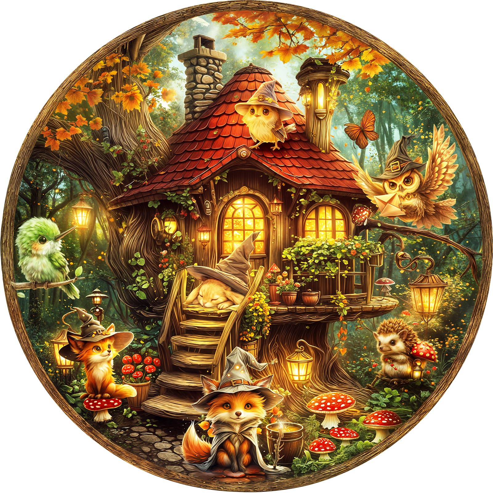 WOODBESTS 1000 Piece Puzzles for Adults, 26.6 * 26.6 in Animal Party Blue Card Puzzle for Adults, 1000 Pieces Jigsaw Puzzles for Christmas Birthday Gifts, Adult Puzzle Games