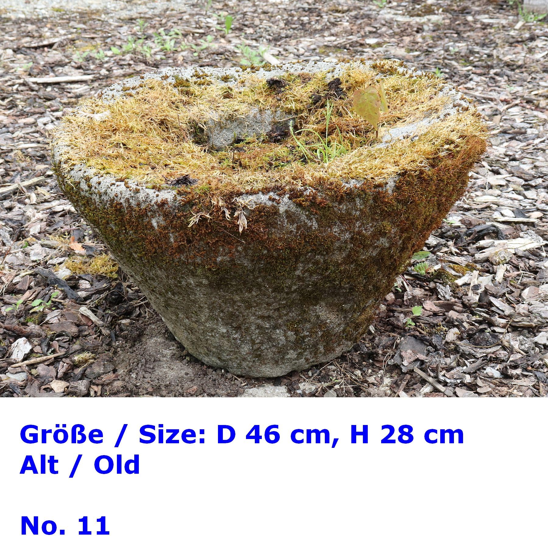 STONE art & more Antiker Steintrog, Mörser, Lumpang, D ca. 40cm, Naturstein, frostfest