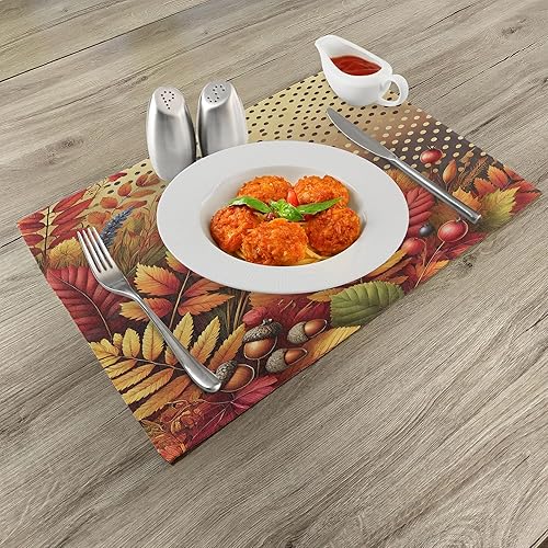 Miniatura 371 de Ambesonne Juego de 4 manteles individuales amarillos y azules, diseño de flores de primavera, flores vibrantes, manteles individuales de tela Azul