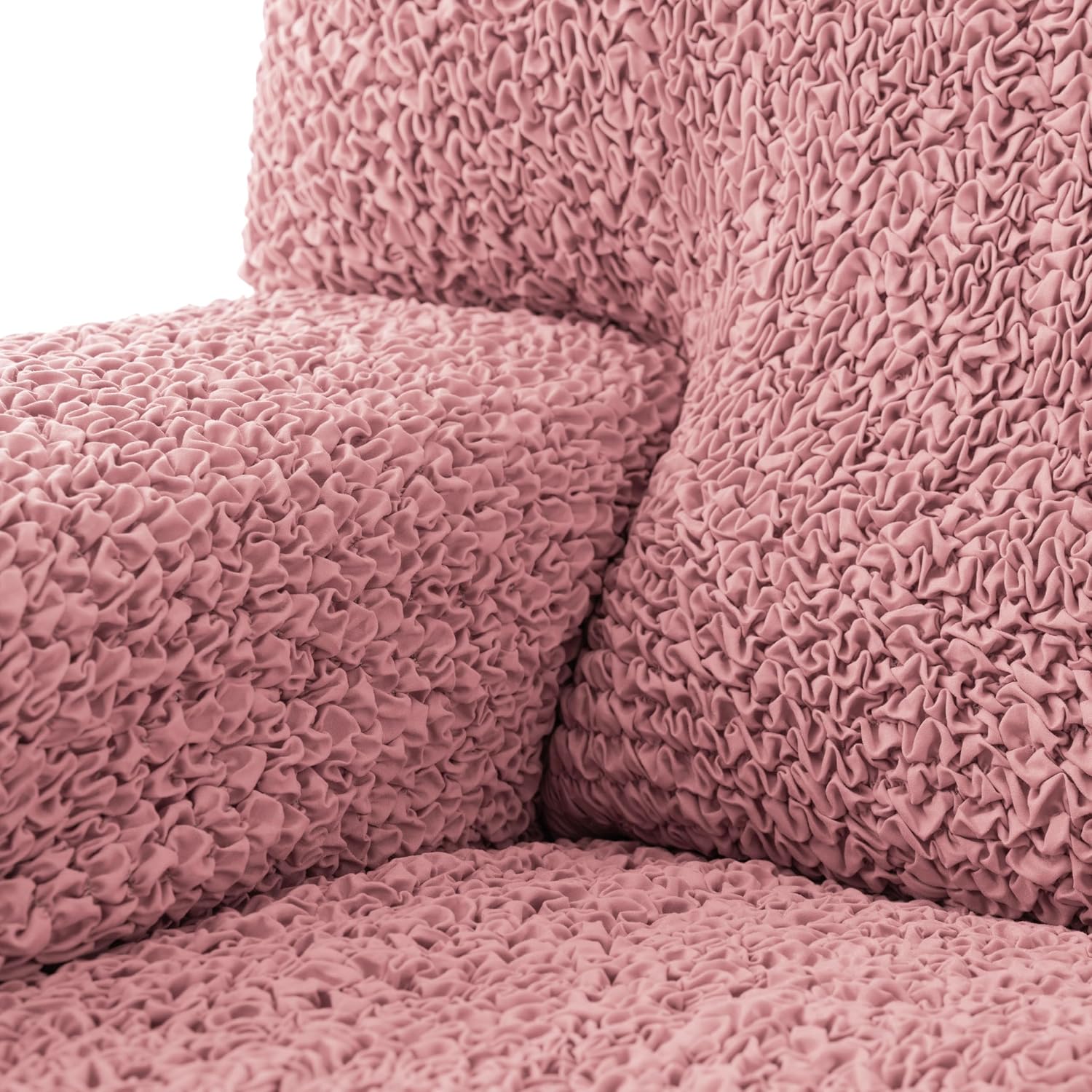 PAULATO BY GA.I.CO. Stretch Ottoman Slipcover 1-Piece – Bi-Elastic Foot Stool Cover for Square or Rectangle Pouf – Furniture Protector Machine Washable – Coral Pink (3. Small)