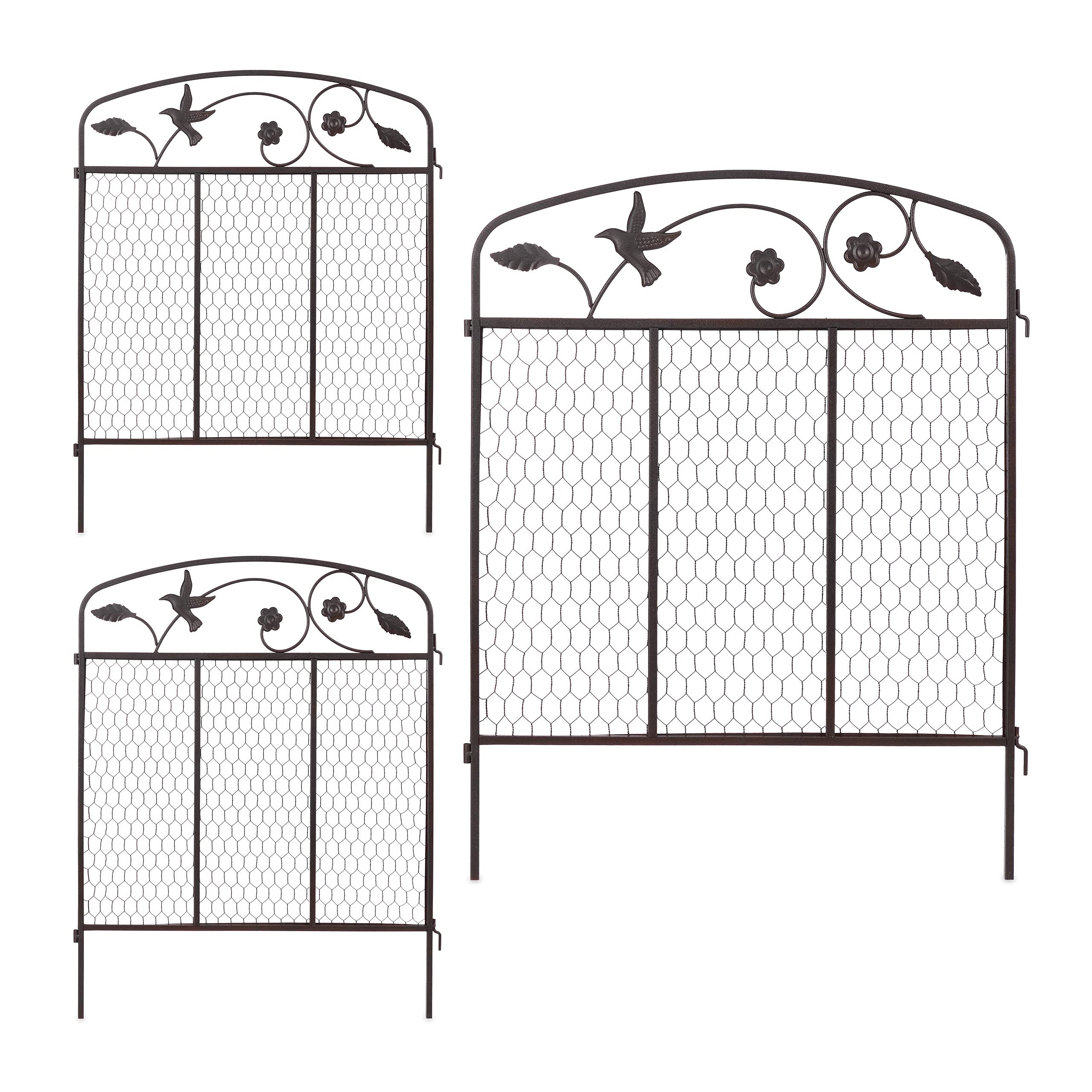 Bordure de Jardin Vintage Relaxdays - 3 Éléments en Métal Brun