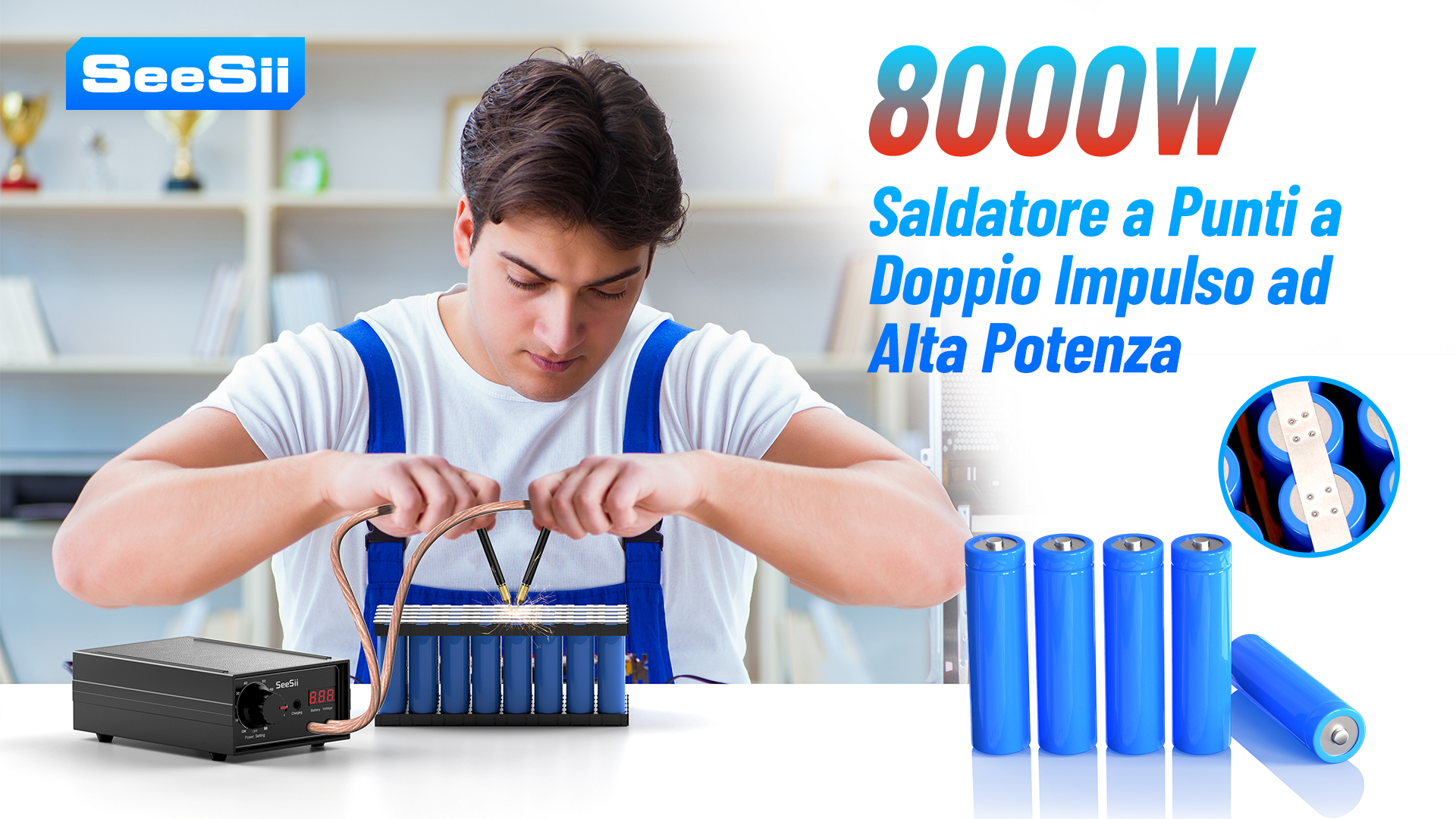 Saldatore A Punti 8000W Portatile - Per Batterie Al Litio E Lamiere Sottili - Foto 12