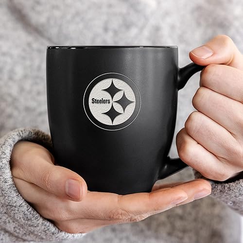 Vista 84 de Rico Industries Taza Bistro de fútbol americano de la NFL de 15 onzas, para bebidas calientes o frías, logotipo del equipo grabado para una