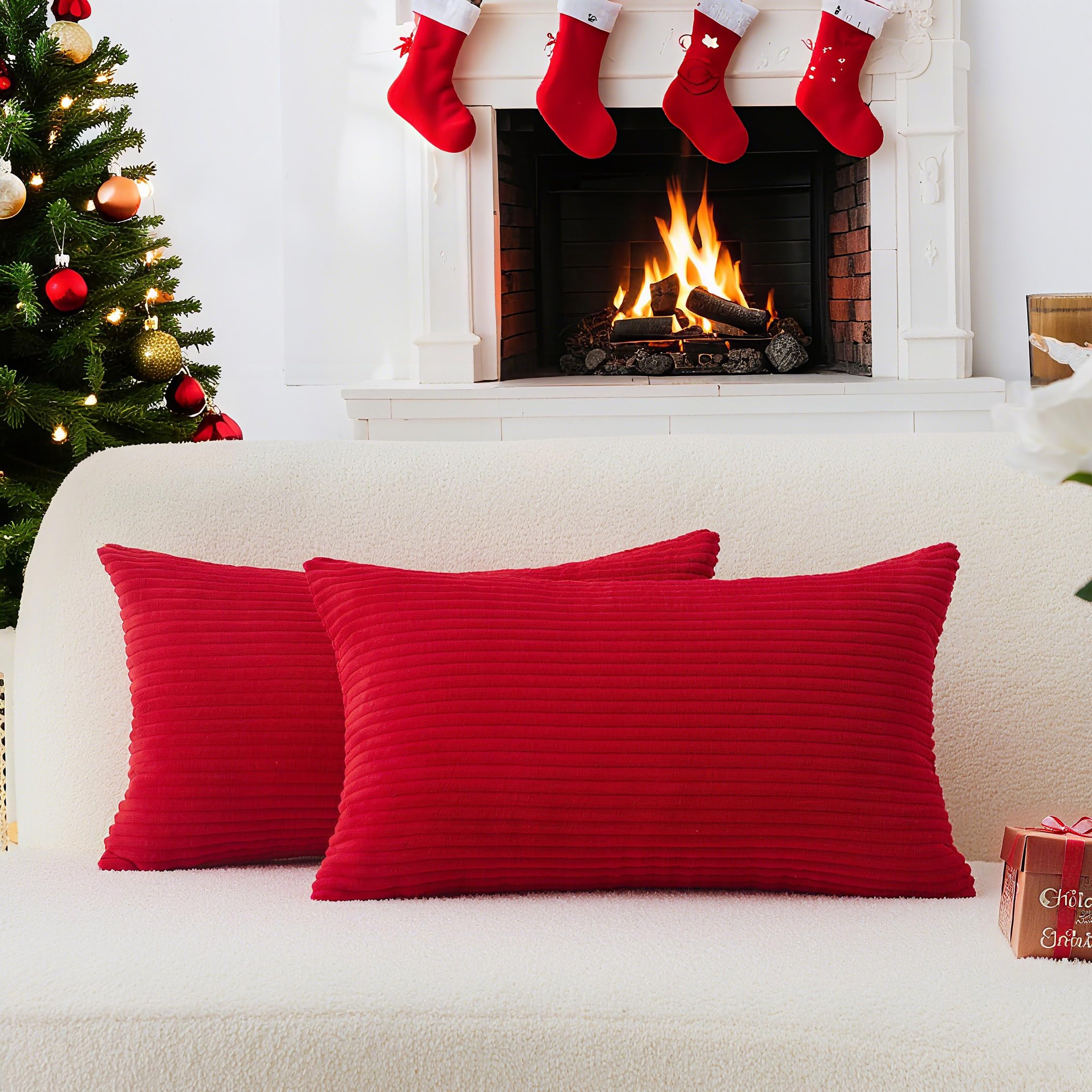 Amazon.com: Home Brilliant Red Pillow Covers 12x20 Throw Pillows