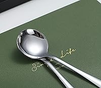 Vista 5 de Kyraton Cucharas redondas de acero inoxidable de 12 piezas, cucharas de cena y mesa, juego de cubiertos, aptas para lavavajillas
