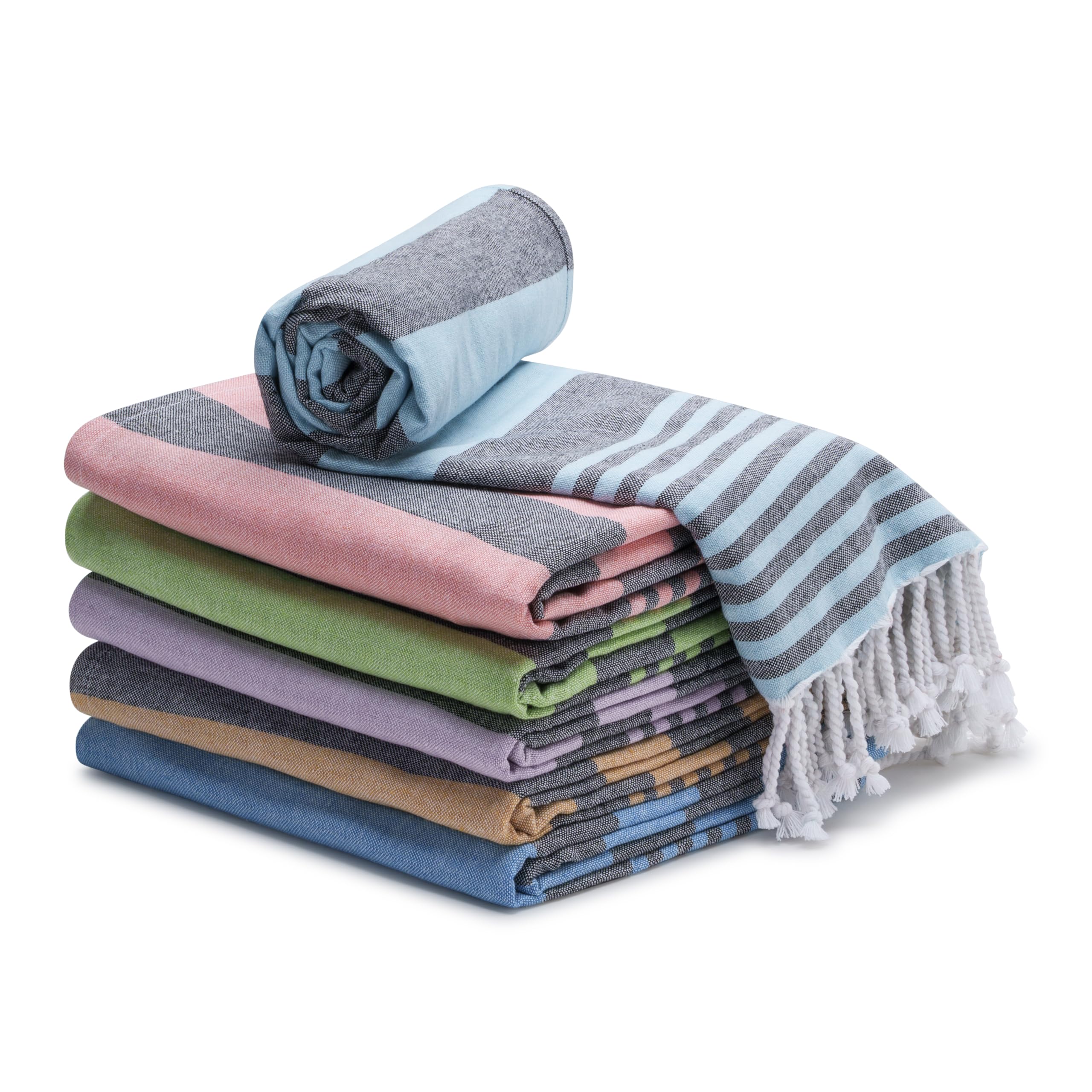View 1 of ***STOCK PHOTO REFERENCE ONLY***9Threads Cotton Turkish Beach Towel 36"x72" - Charcoal, 6 Pack