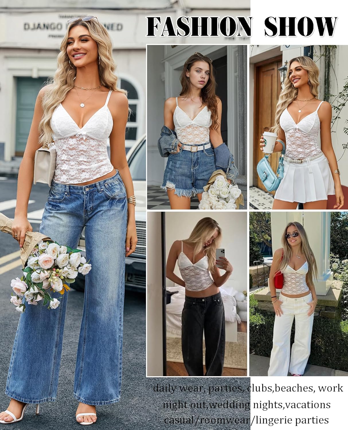 Avidlove Lace Tops for Women V Neck Camisole Top Sleeveless Y2k Tank Going Out Outfits 2025 Trendy - Image 6