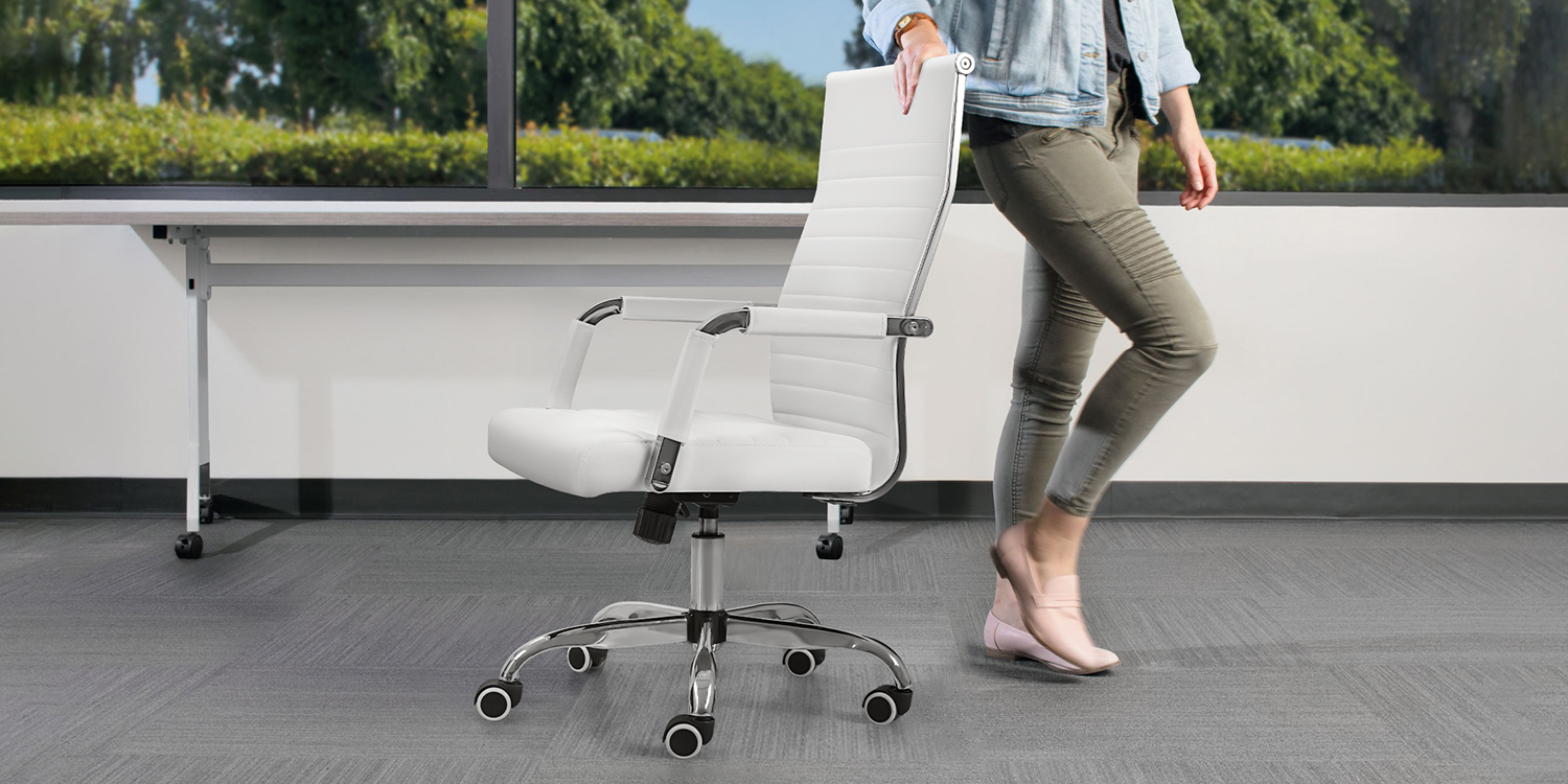Amazon.com: Furmax Ribbed Office Desk Chair Mid-Back PU