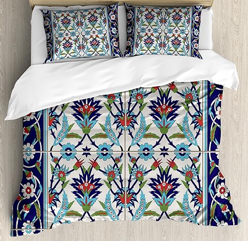 Miniatura 9 de Ambesonne Juego de funda de edredón color menta, líneas onduladas horizontales a rayas blancas abstractas de tonos suaves, exhibición de arte