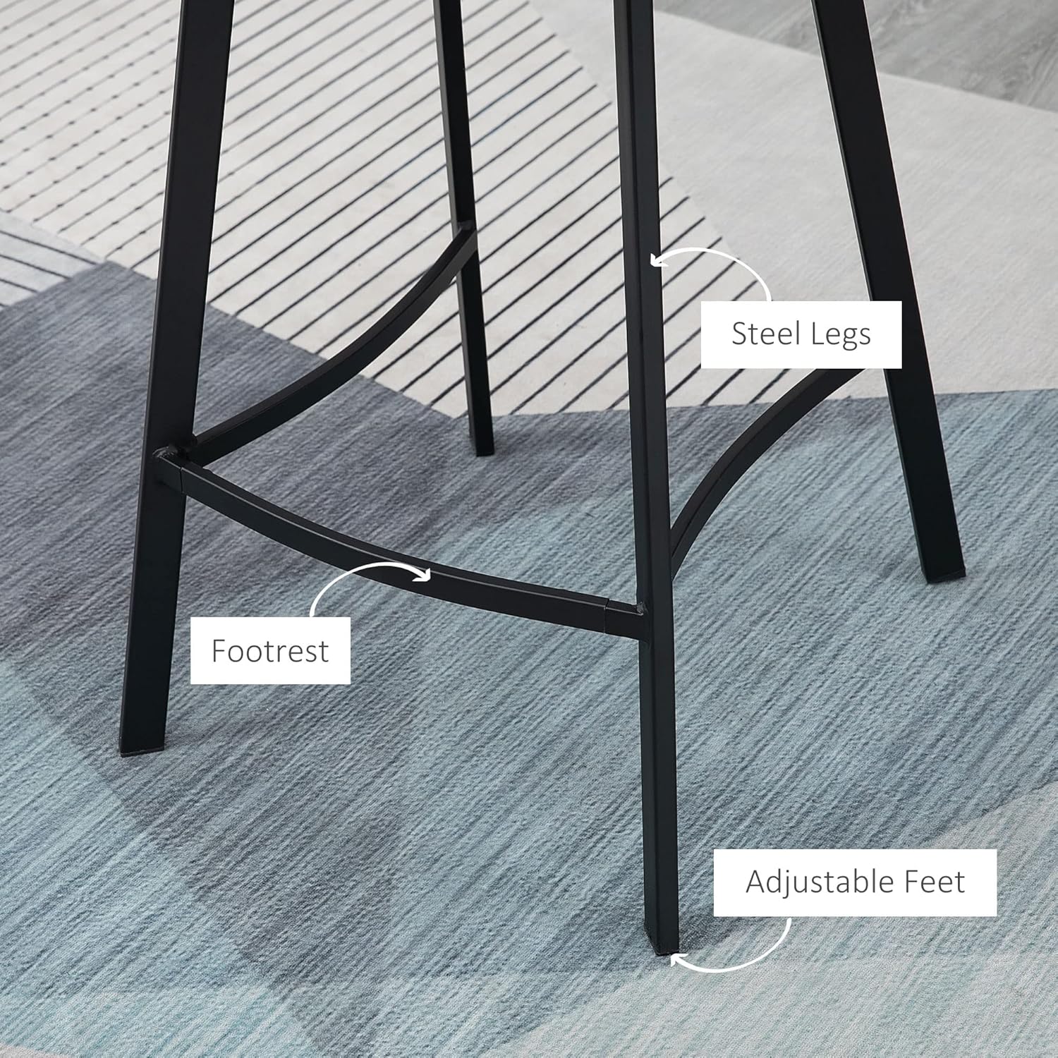 Size guide showing the recommended bar table height for the HOMCOM bar stool.