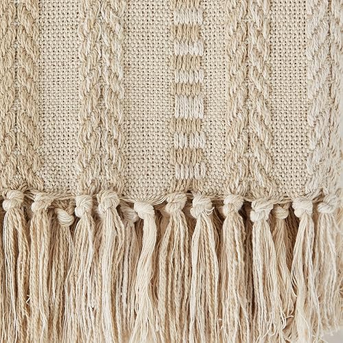 Vista 64 de DII - Manta trenzada a rayas, 50x60, piedra