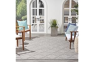 Nourison Soft and Plush Easy Care Silver Grey Moroccan Trellis Area Rug (8 x 10)