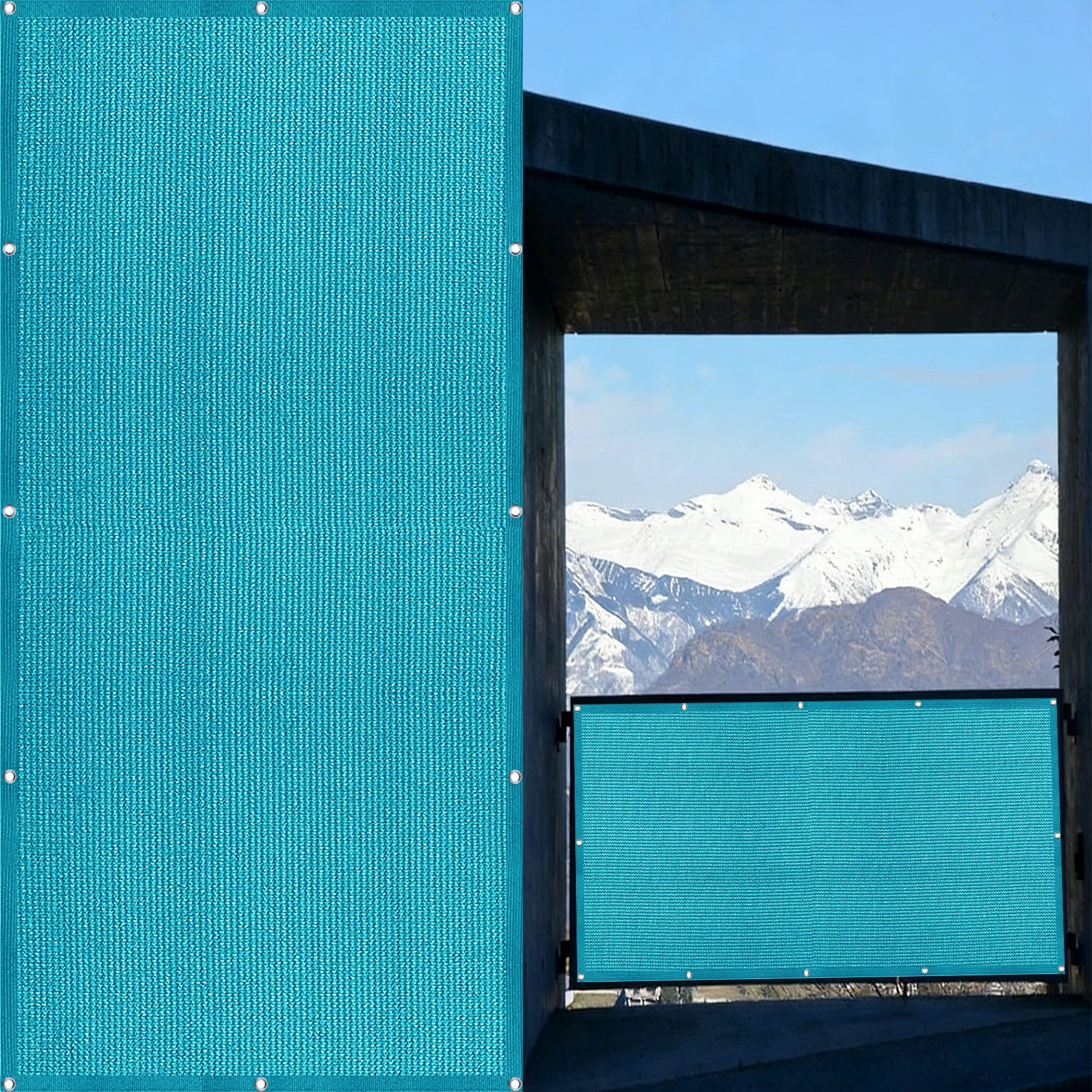 Brise vue 95 x 650 cm protection UV cache balcon opaque pour jardin bleu