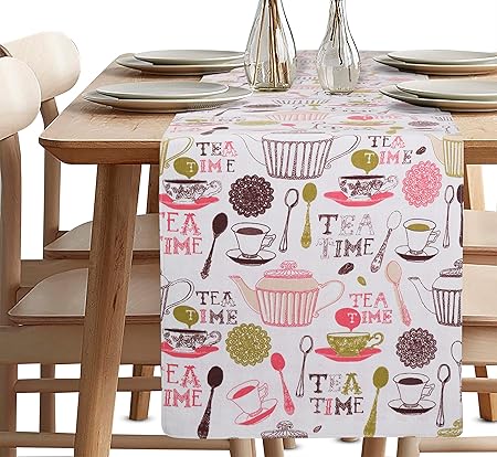Airwill Cotton Designer Pattern Table Runner Length 152cm (Pink, Pack of 1)
