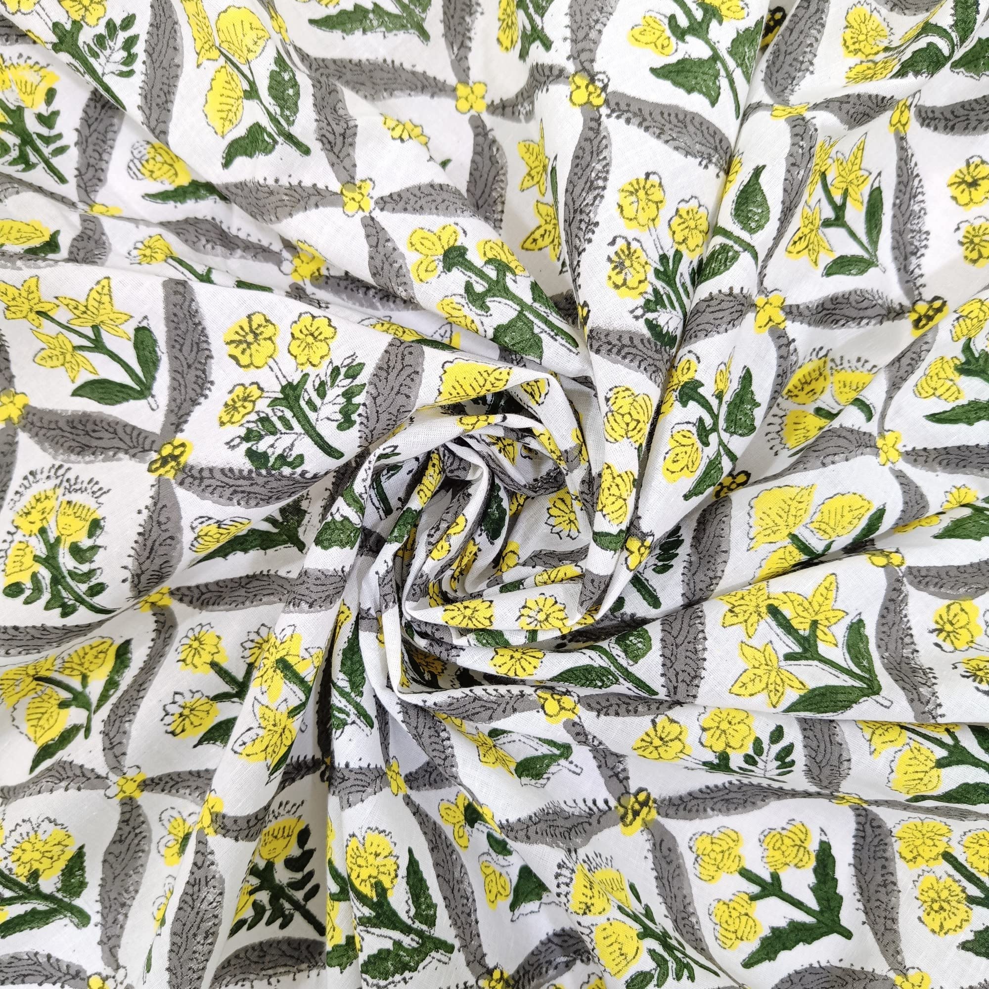Trade Star 100% Cotton Sewing Fabric 3 Yard Hand Block Print Fabric Beautiful Indian Natural Dye Crafting Fabric