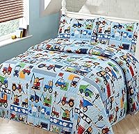 Vista 6 de Colcha de 2 piezas de tamaño individual para niños/adolescentes, niños, niñas, dinosaurios, blanco, azul, verde, naranja, bebé dinosaurios, ropa