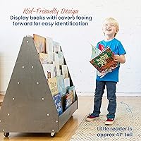 Vista 5 de ECR4Kids - Expositor de libros móvil de doble cara, estantería para aula, gris lavado