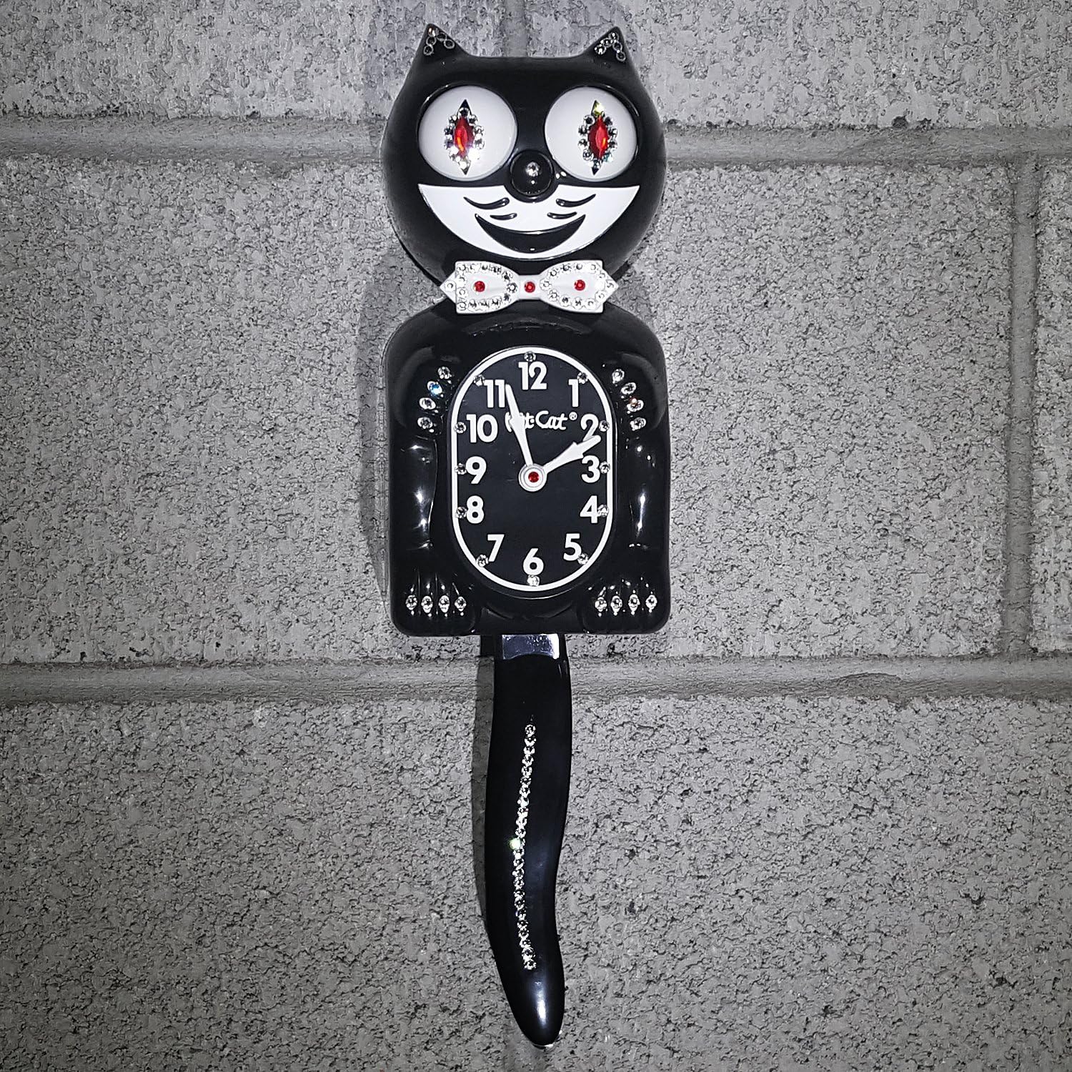 Black Official Kit Cat Clock Jeweled
