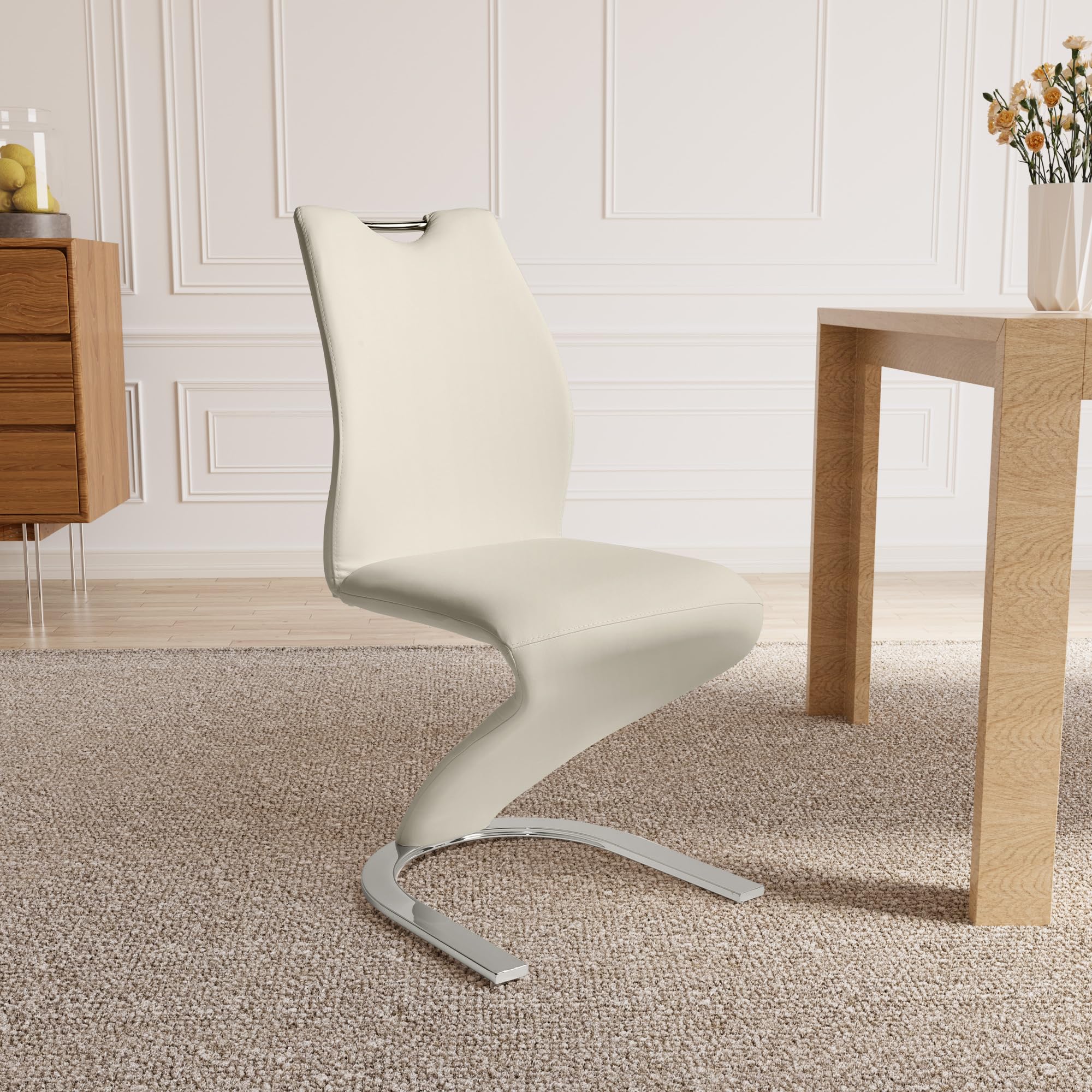 jiexi Mermaid Sedie da pranzo set di 2, moderna cucina Sedie da pranzo Poltrone laterali imbottite senza braccioli in PU cuoio cuscino sedile e robuste gambe in metallo (2-bianco)