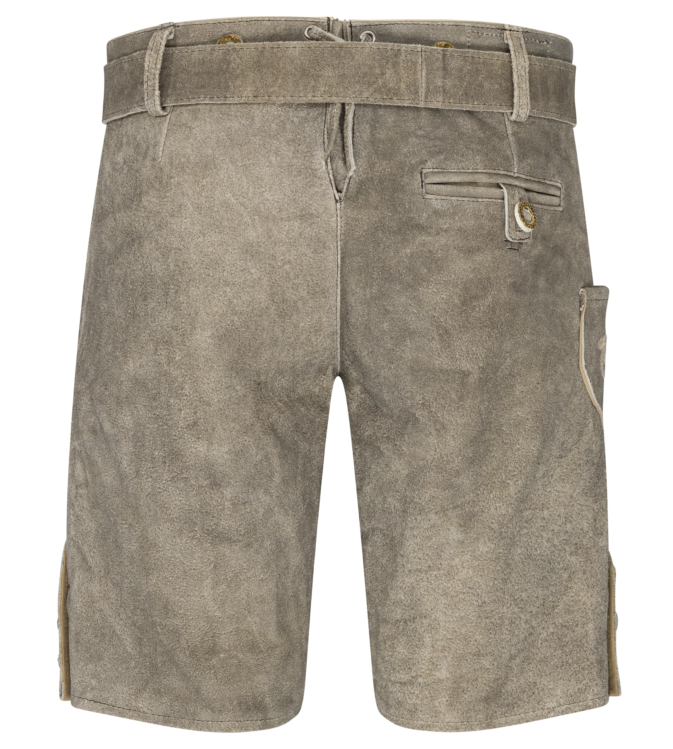 Schöneberger Trachten Couture Herren Lederhose kurz mit Trachtengürtel Bayern, Trachtenlederhose für Oktoberfest, Original Nubuk-Leder, Wiesnjäger