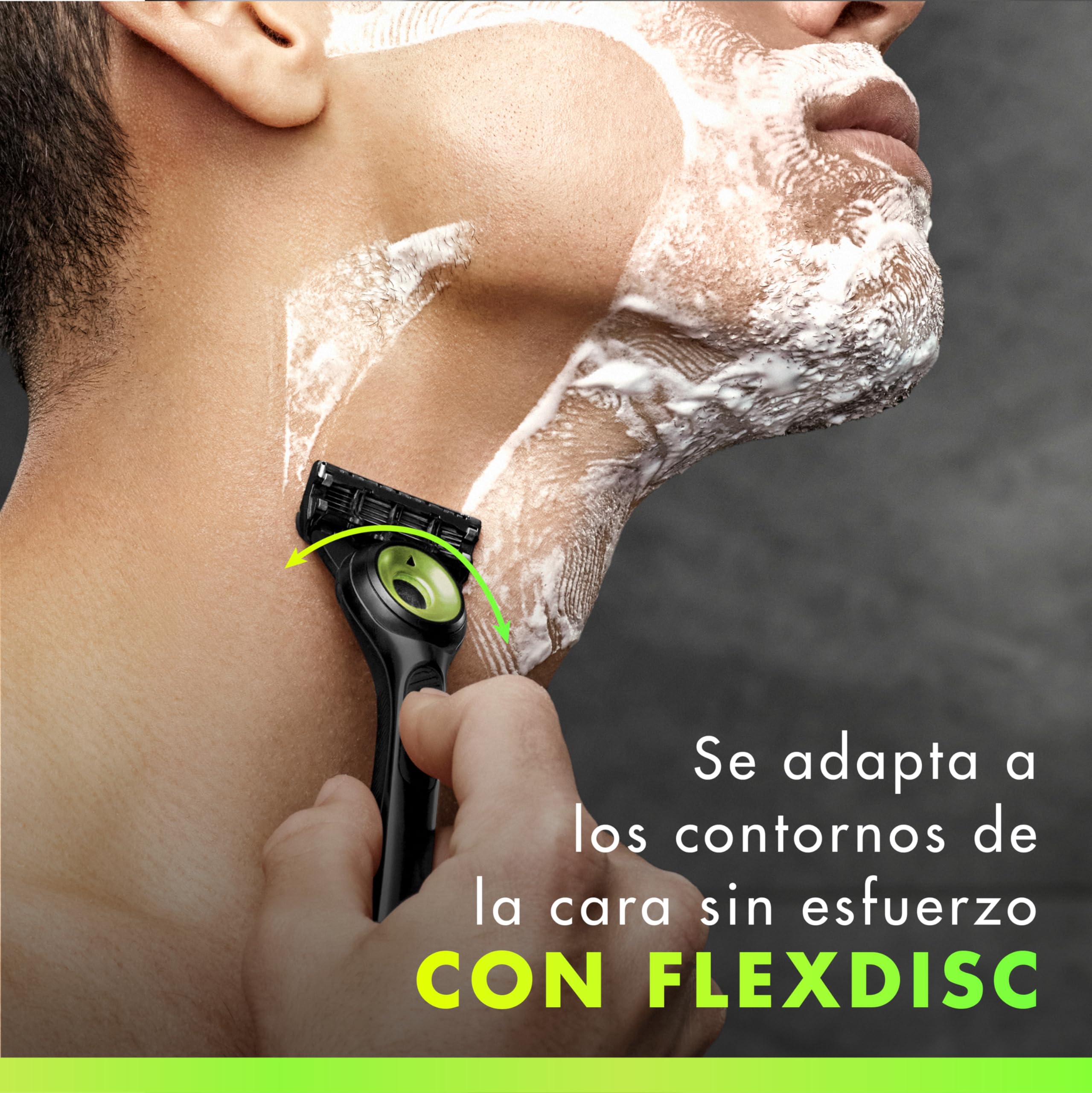 GilletteLabs Maquinilla de Afeitar Neon Night Edition con Recambios, 1 Mango de Metal con Barra Exfoliante Integrada, 8 Cuchillas con Banda Lubricante, 1 Soporte Magnético