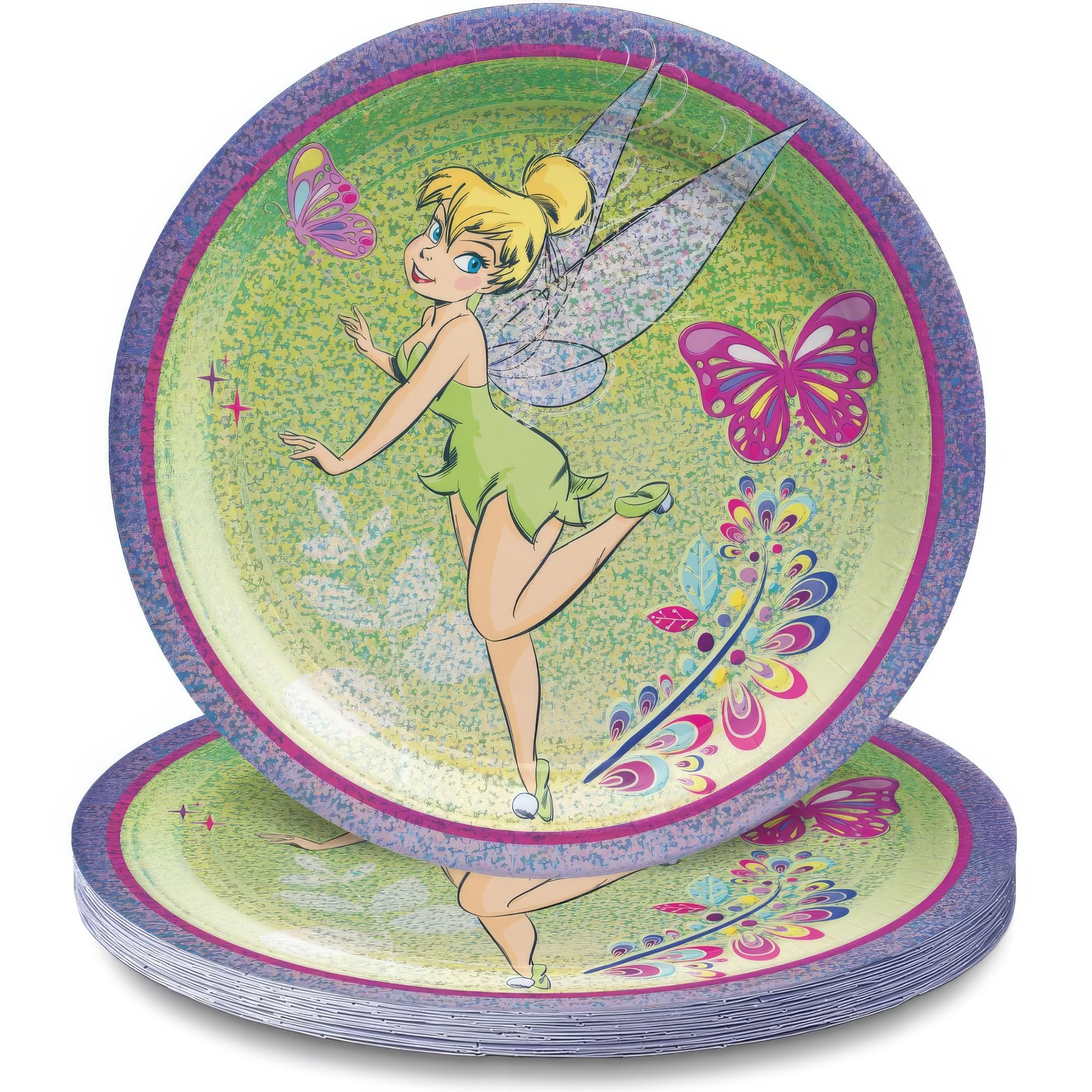 amscan Piatti di carta rotondi prismatici Campanellino multicolore (17,8 cm) confezione da 8, vivaci stoviglie per feste per compleanni, celebrazioni ed eventi