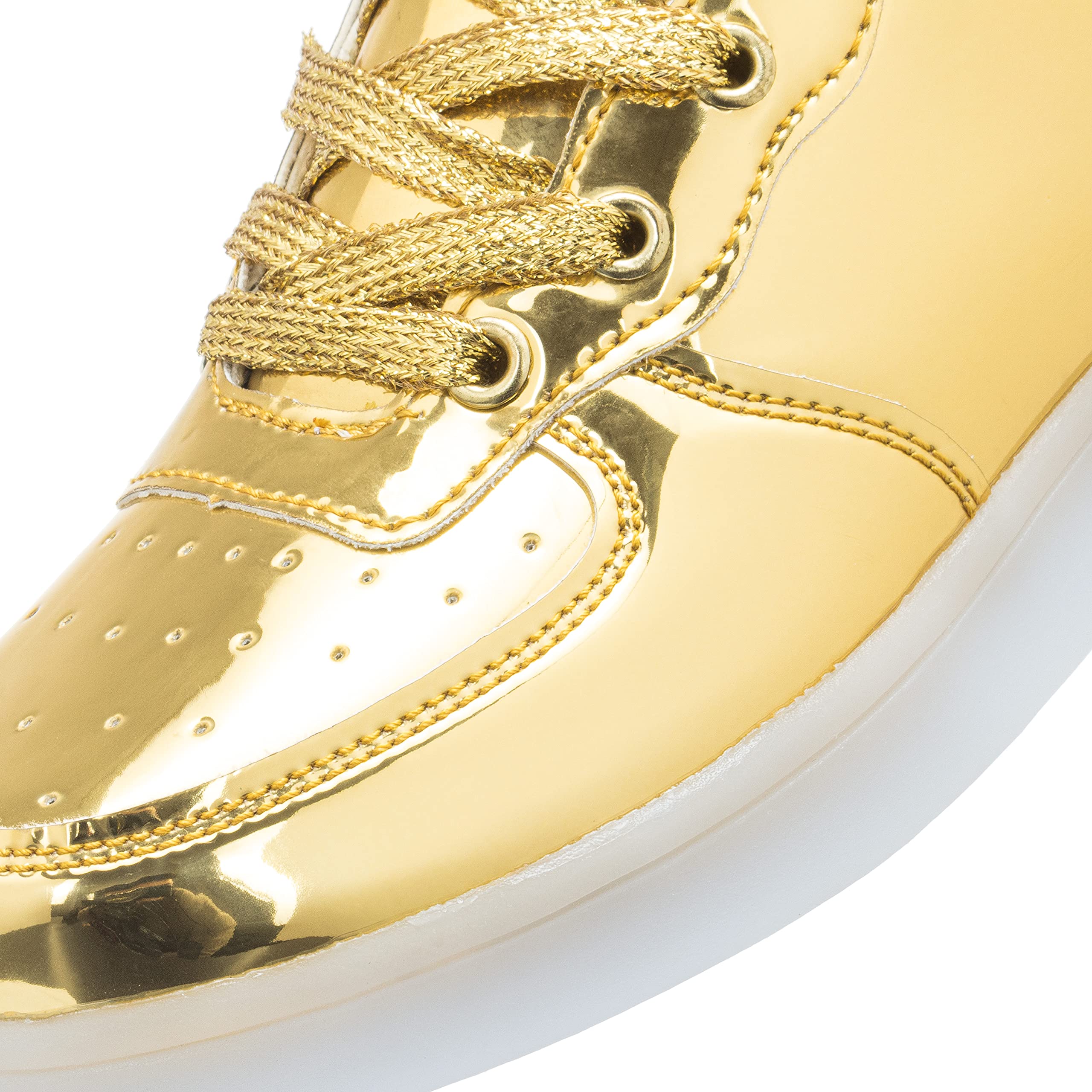 APTESOL Niños Juventud LED Light up Trainers Niños Niñas High Top Cool Intermitente Zapatos Unisex Zapatillas [Gold, EU29]