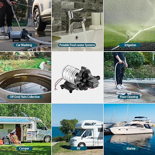 Miniatura 15 de WASSERMANN Bomba de agua RV de 12 voltios CC 3.0GPM 55PSI, repuesto para 4008-101-A65, bomba de agua autocebante de diafragma con interruptor