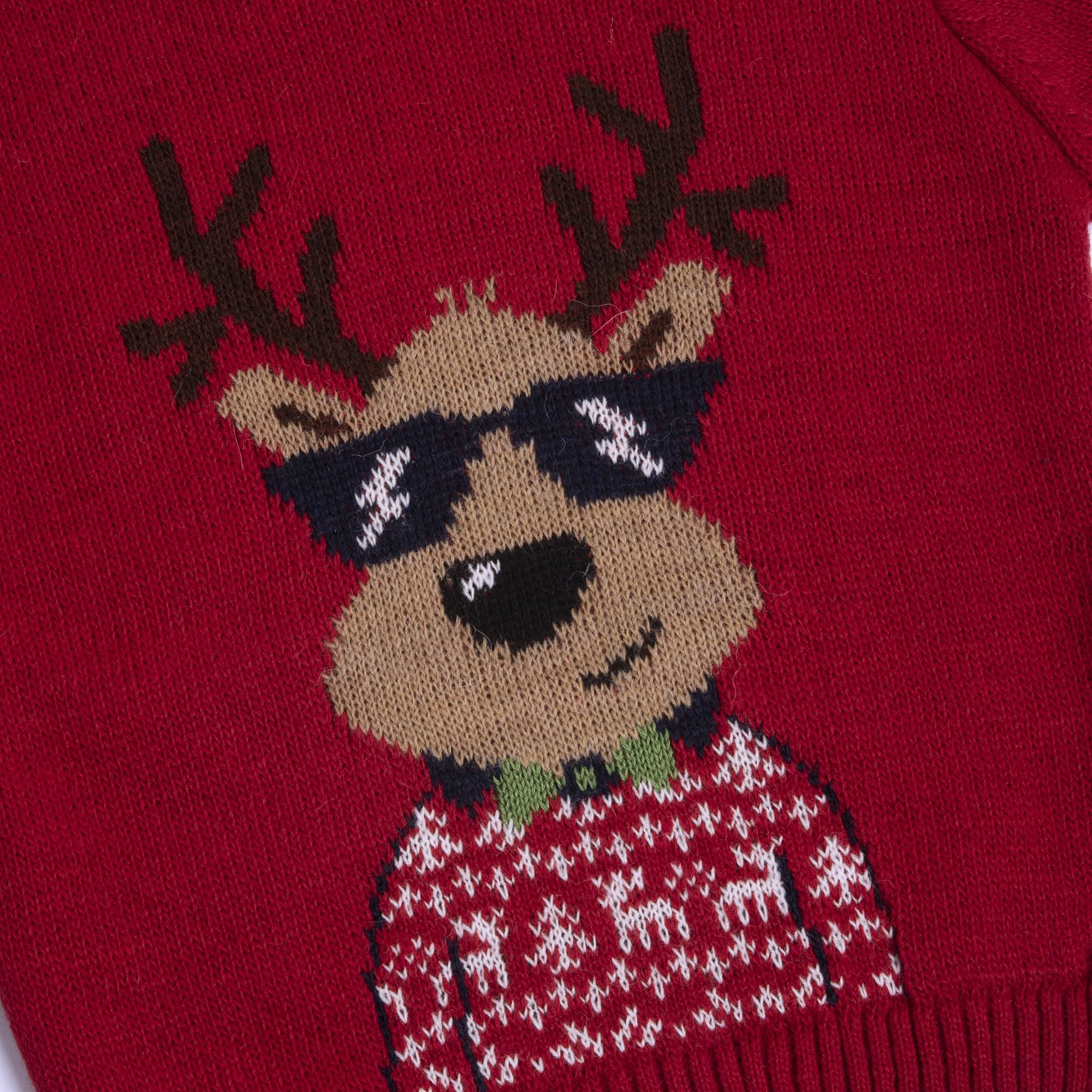 Chicco, Świąteczny sweter dziecięcy z żakardowym wzorem, czerwony