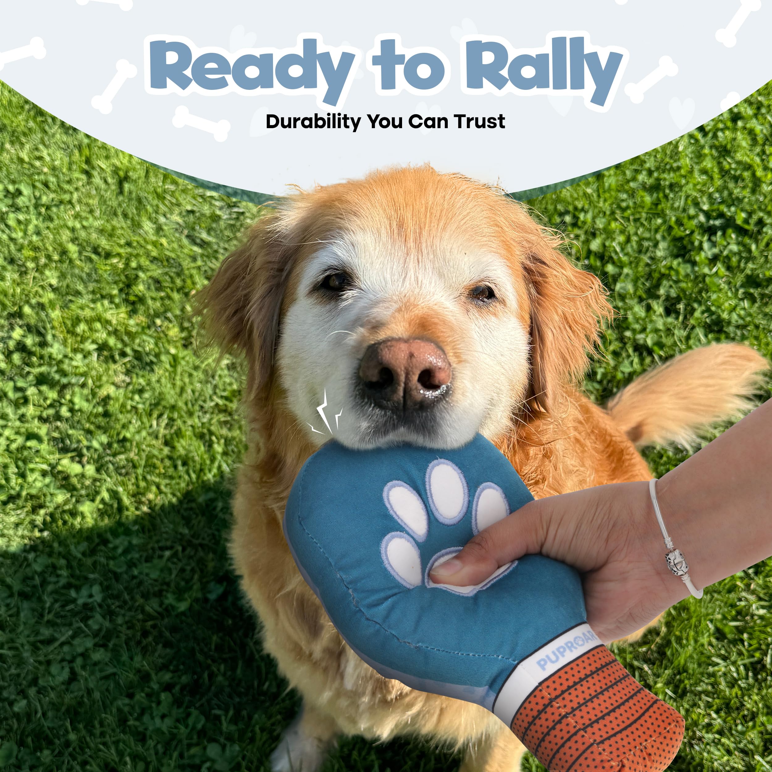PUPROAR Pickleball Paddle Dog Squeaky Toy - Divertente giocattolo di carta cigolante e increspato per cani, perfetto per riempire la calza - Simpatico giocattolo natalizio per cani per cuccioli