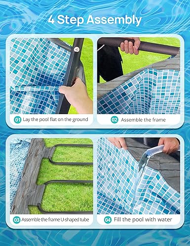 Vista 36 de Evajoy Piscina redonda sobre el suelo con marco de metal para exteriores de 10 pies x 30 pulgadas con fácil instalación, solo piscina