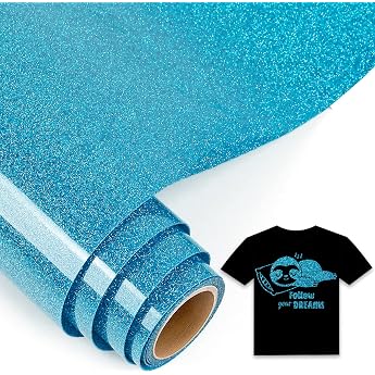 IModeur 5Ft Plotter Film Textile Glitter Blue 30.5 x 152.5 cm Flex Film Plotter Textile Blue for Cricut Maker Silhouette Cameo Textile Film Plotter Blue for Clothes Hats Trousers Other Fabrics