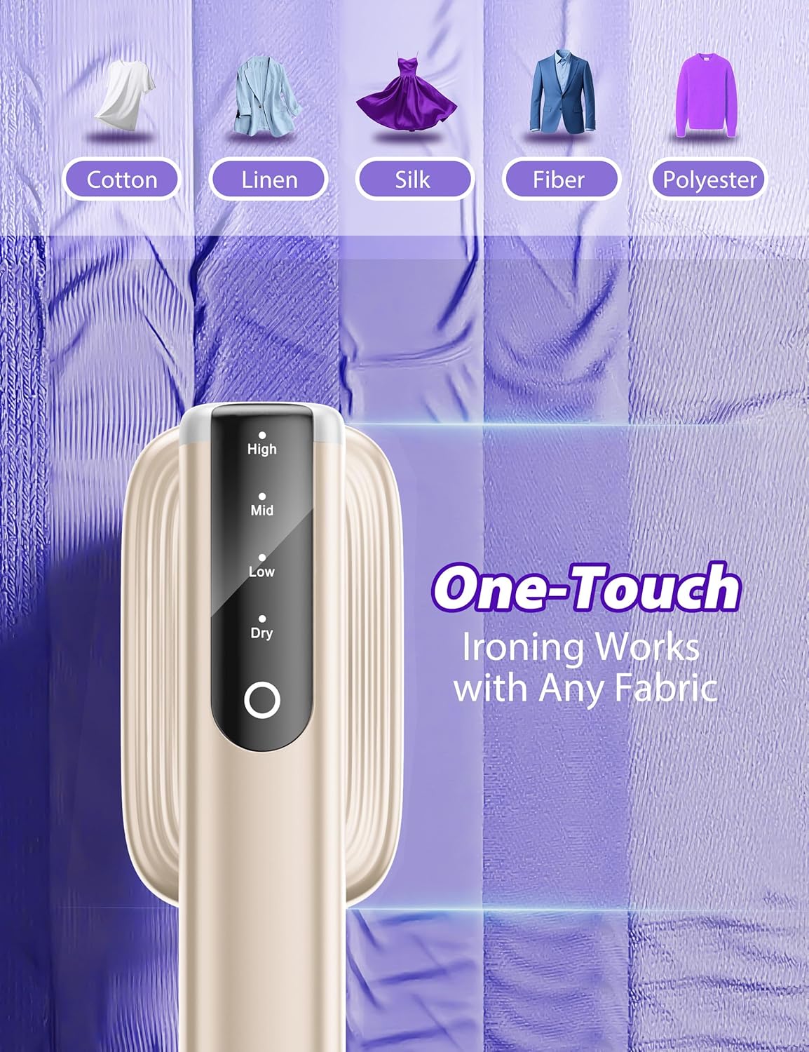 Steamer for Clothes Portable Handheld Garment Steamer,15s Fast Heat-up,180ml Tank,Steamer Ironing Gloves,35 Minutes of Continuous Ironing for Travel and Home(Champagne Gold)